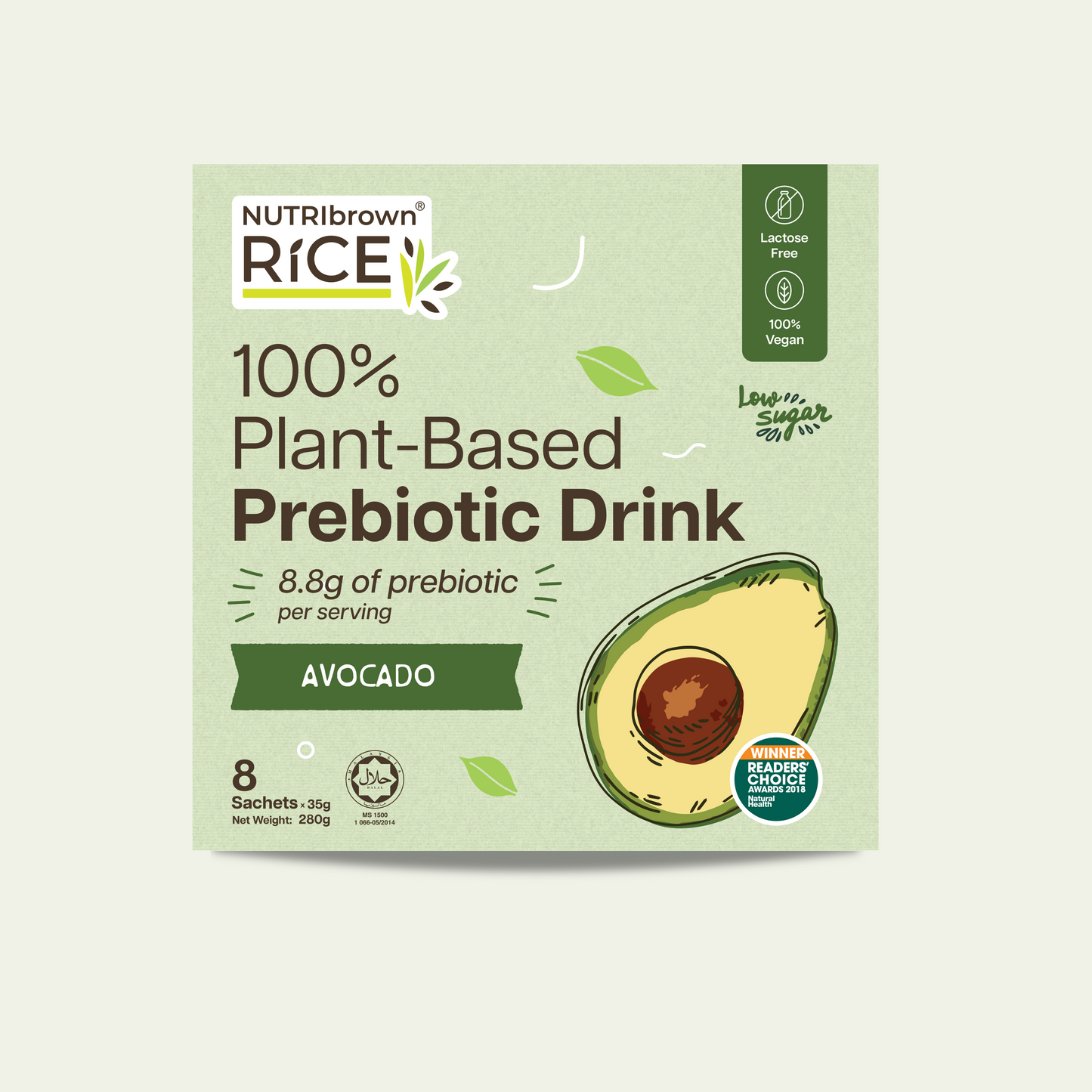 NutriBrownRice® Avocado with Prebiotics – Box of 8 Sachets