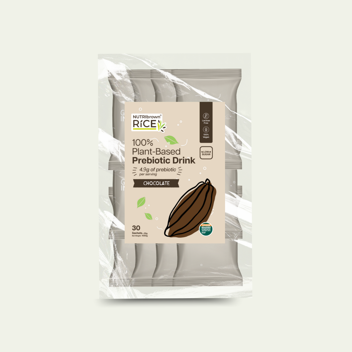 [Ecobag] NutriBrownRice® Cocoa + Prebiotic (30 sachets)