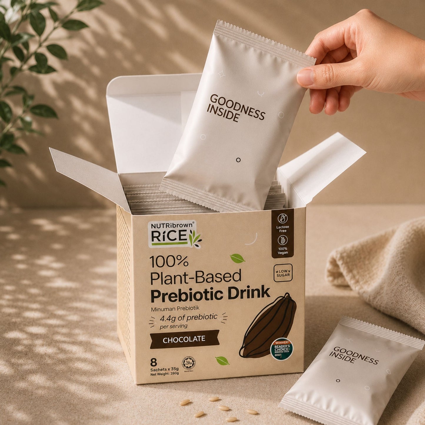 [Box] NutriBrownRice®® Cocoa with Prebiotics – Box of 8 Sachets